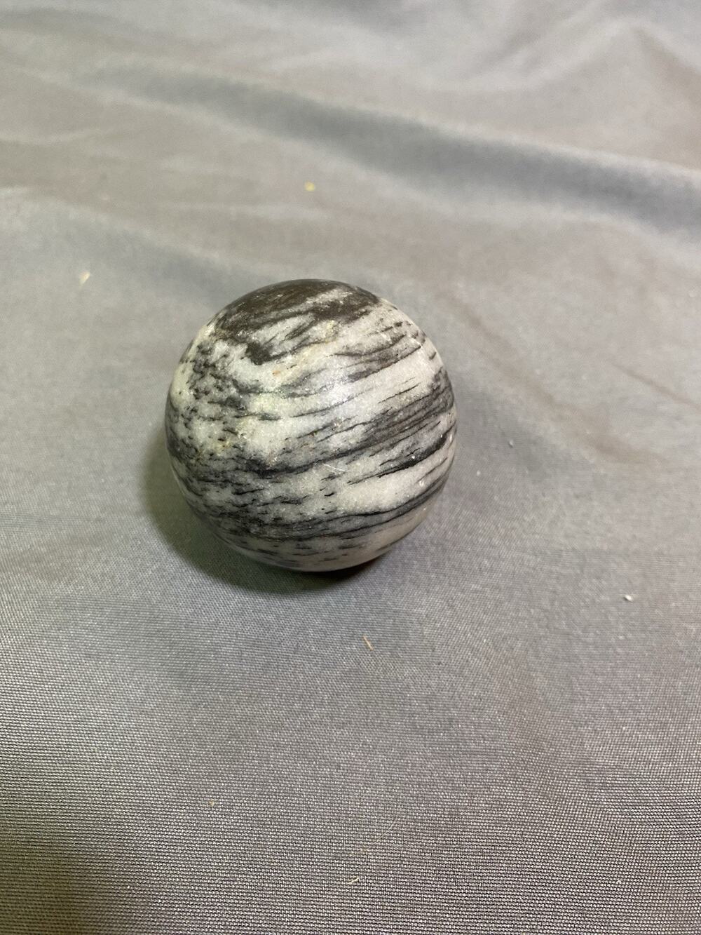 2" Stone Marble Ball in Perfect Condition - Gray Black White